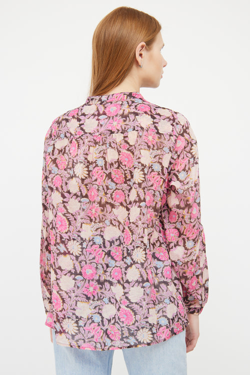 Isabel Marant Étoile Pink 
Multi Floral Print V Neck Top