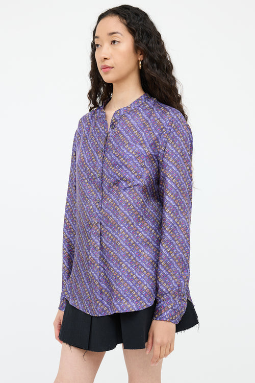 Purple 
Multi Silk Pattern Blouse