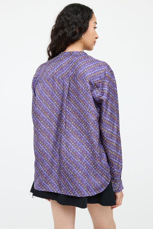 Purple 
Multi Silk Pattern Blouse