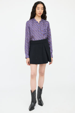 Purple 
Multi Silk Pattern Blouse