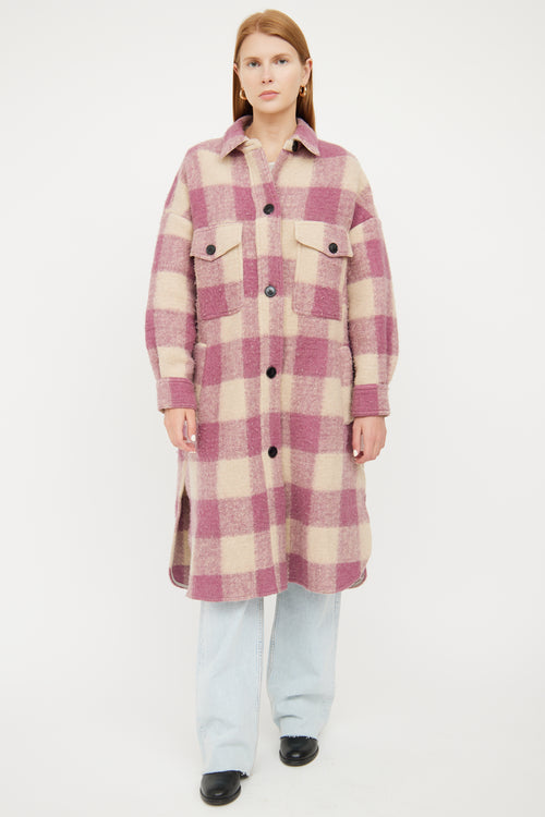 Isabel Marant Étoile Pink 
Beige Plaid Shirt Jacket