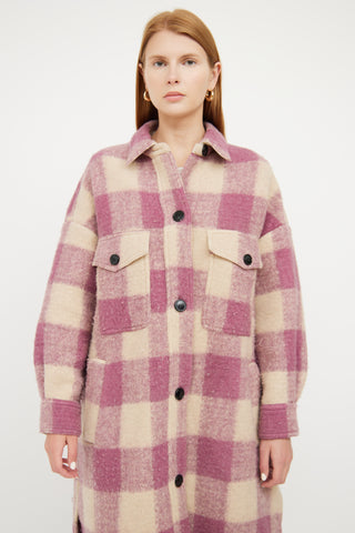 Isabel Marant Étoile Pink 
Beige Plaid Shirt Jacket