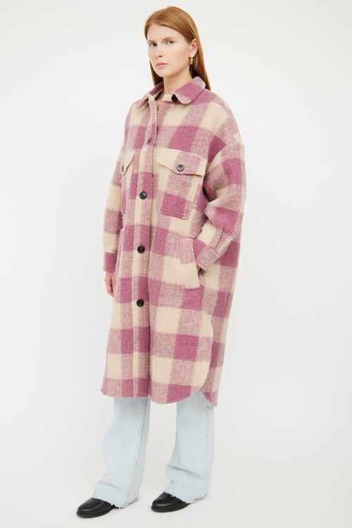 Isabel Marant Étoile Pink 
Beige Plaid Shirt Jacket