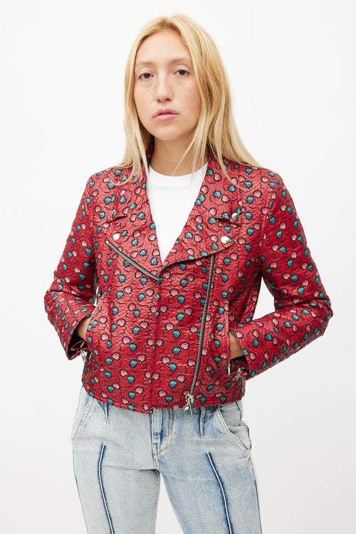 Isabel Marant Red 
Multicolour Floral Rider Jacket