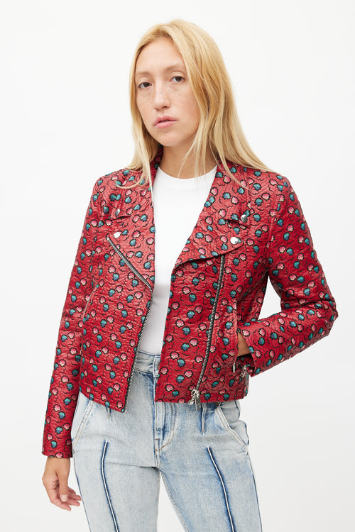 Isabel Marant Red 
Multicolour Floral Rider Jacket