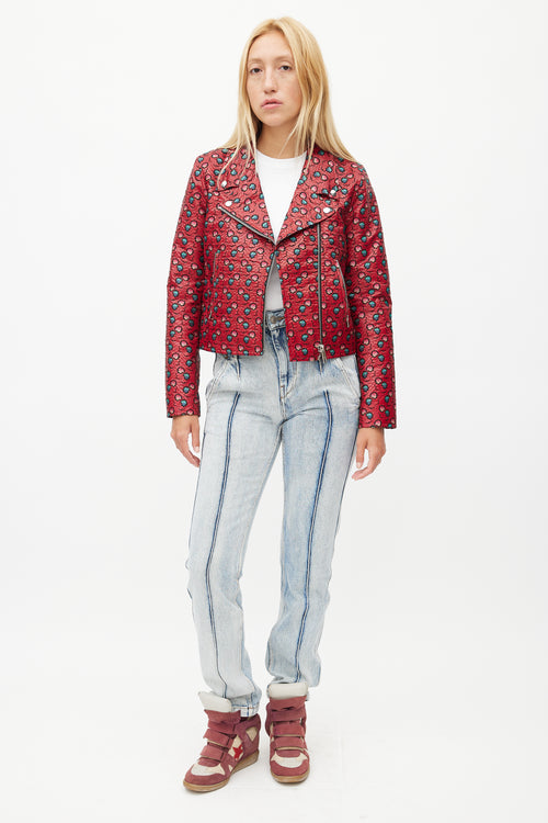 Isabel Marant Red 
Multicolour Floral Rider Jacket