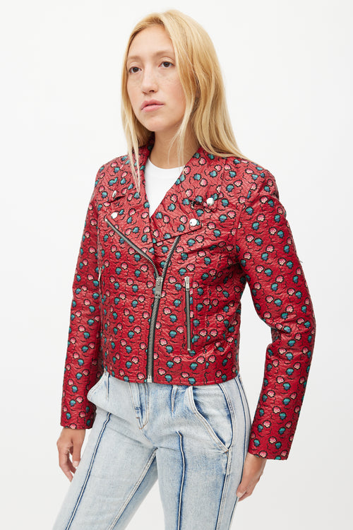 Isabel Marant Red 
Multicolour Floral Rider Jacket