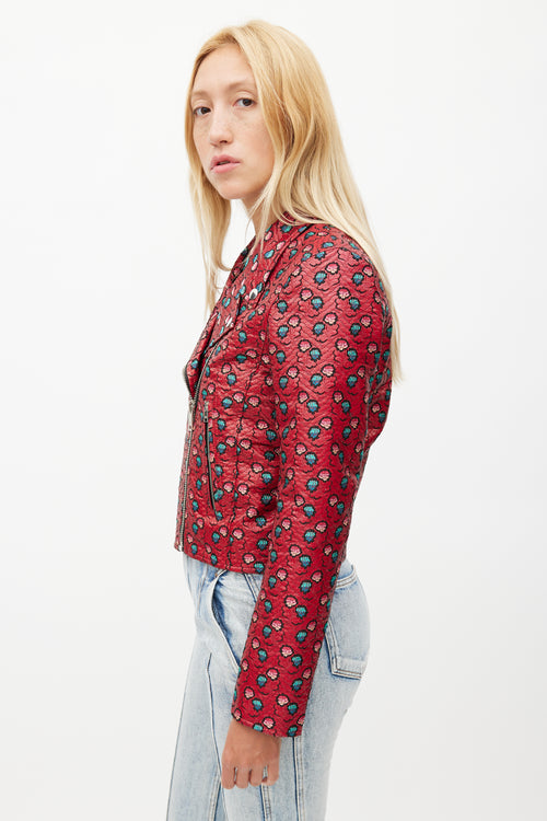 Isabel Marant Red 
Multicolour Floral Rider Jacket