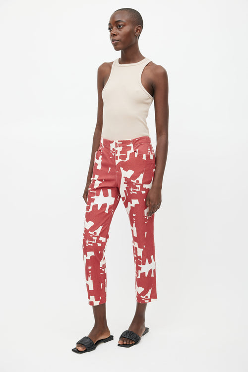 Isabel Marant Red 
Cream Print Pant