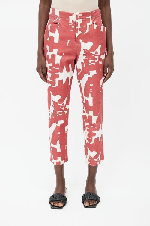 Isabel Marant Red 
Cream Print Pant