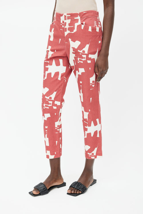 Isabel Marant Red 
Cream Print Pant