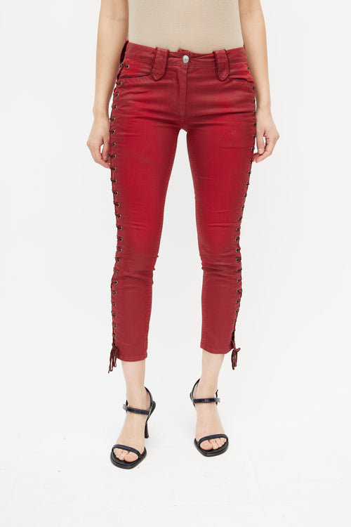 Isabel Marant Red Side Lace Up Pant