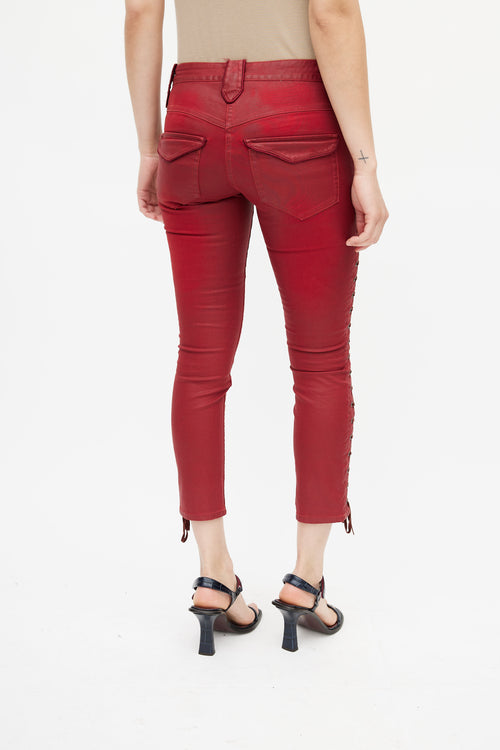 Isabel Marant Red Side Lace Up Pant