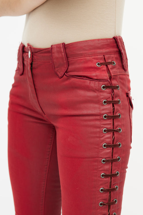 Isabel Marant Red Side Lace Up Pant