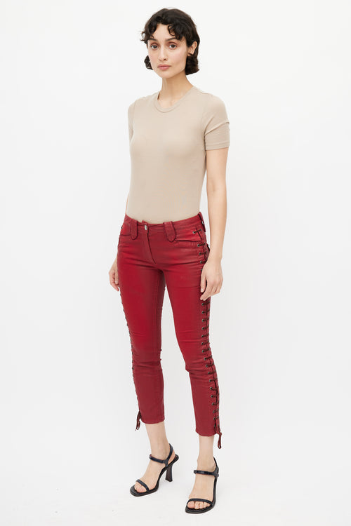 Isabel Marant Red Side Lace Up Pant