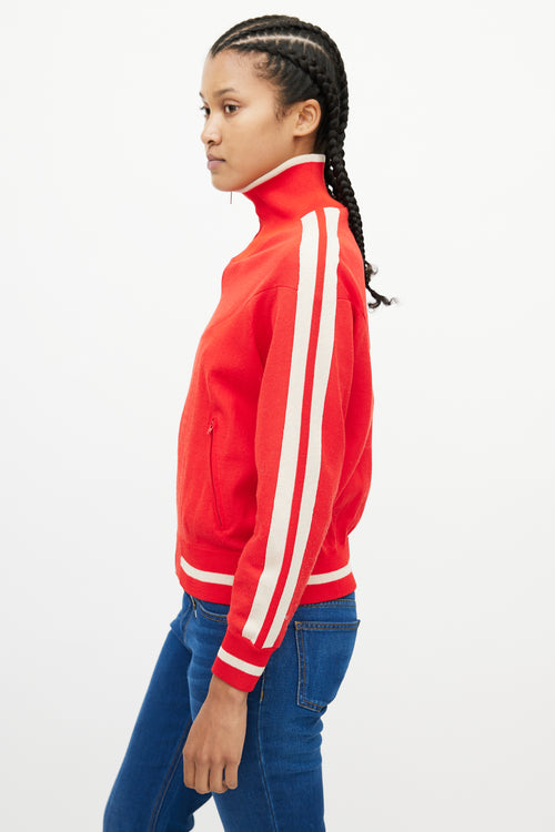 Isabel Marant Étoile Cream 
Red Knit Logo Jacket