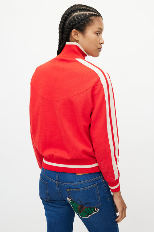 Isabel Marant Étoile Cream 
Red Knit Logo Jacket