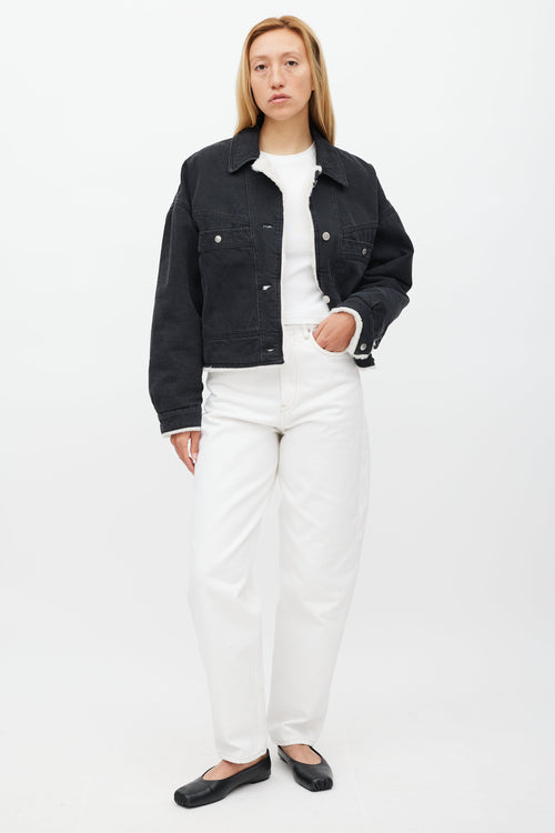 Isabel Marant Washed Black Denim 
Shearling Paoleta Jacket