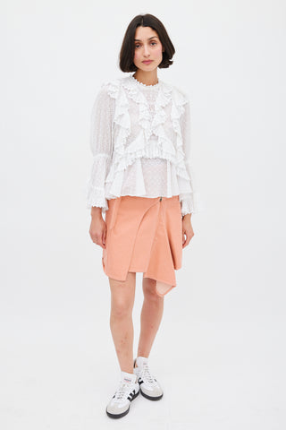 Isabel Marant White Eyelet Cotton Ruffled Top