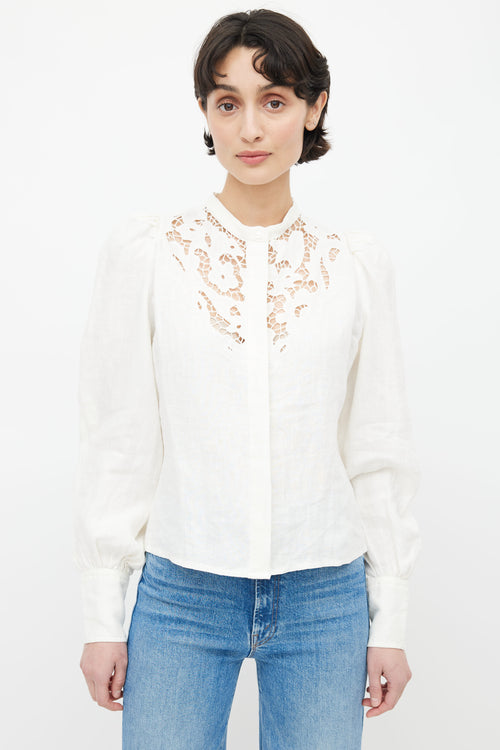 Isabel Marant White Linen Etima Blouse