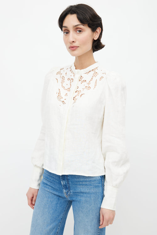 Isabel Marant White Linen Etima Blouse