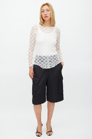 Isabel Marant White Mesh Lace Long Sleeved Top