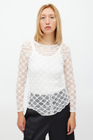 Isabel Marant White Mesh Lace Long Sleeved Top