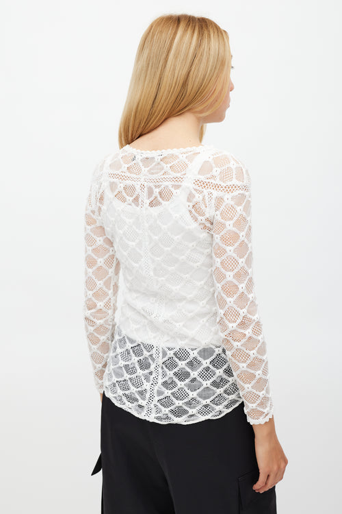 Isabel Marant White Mesh Lace Long Sleeved Top