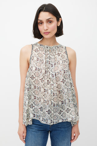 Isabel Marant White 
Multicolour Silk Floral Top