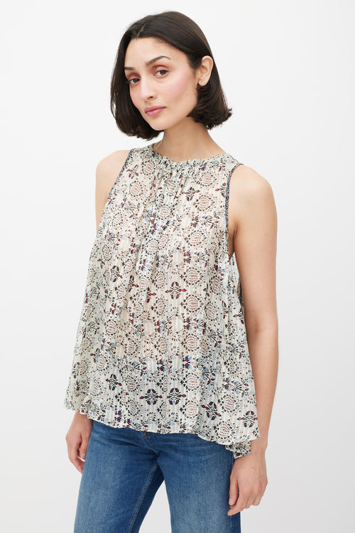 Isabel Marant White 
Multicolour Silk Floral Top