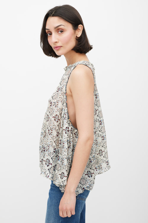 Isabel Marant White 
Multicolour Silk Floral Top