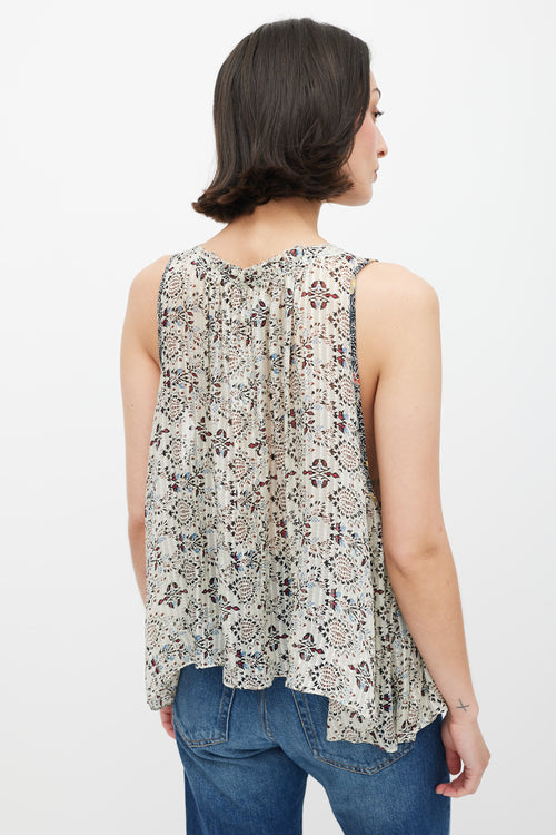 Isabel Marant White 
Multicolour Silk Floral Top