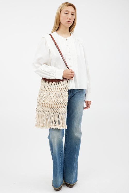 Isabel Marant Cream 
Brown Teomia Macrame Bag