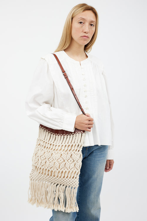 Isabel Marant Cream 
Brown Teomia Macrame Bag