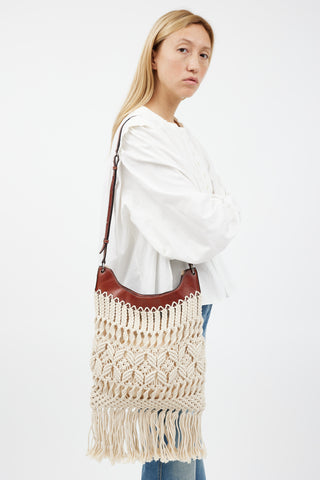 Isabel Marant Cream 
Brown Teomia Macrame Bag