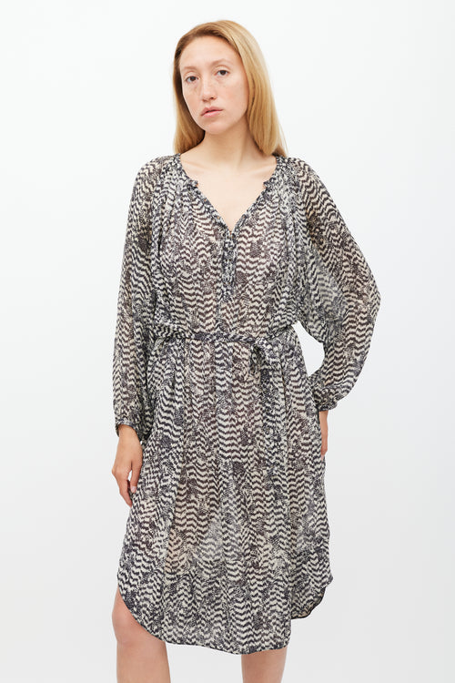 Isabel Marant X H&M Cream 
Black Printed Sheer Dress