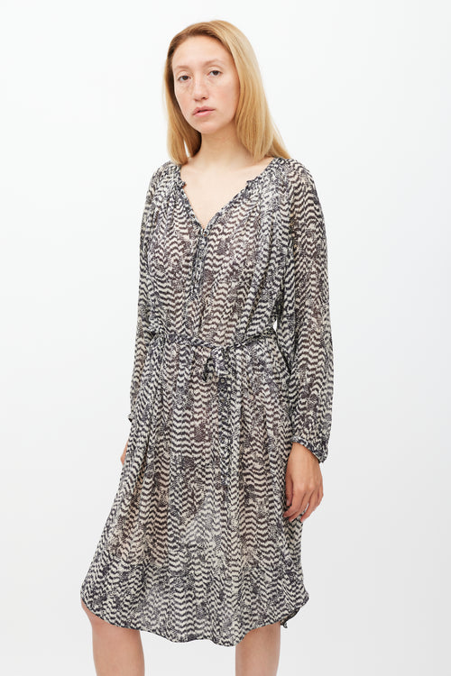 Isabel Marant X H&M Cream 
Black Printed Sheer Dress