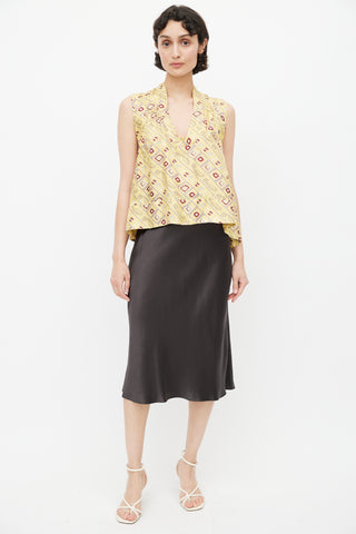 Isabel Marant Yellow 
Multicolour Geometric Silk Top