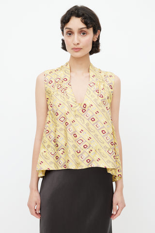 Isabel Marant Yellow 
Multicolour Geometric Silk Top