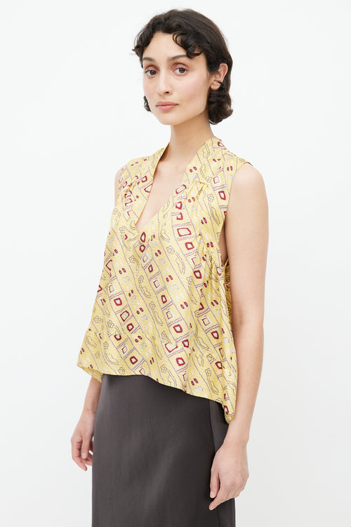 Isabel Marant Yellow 
Multicolour Geometric Silk Top