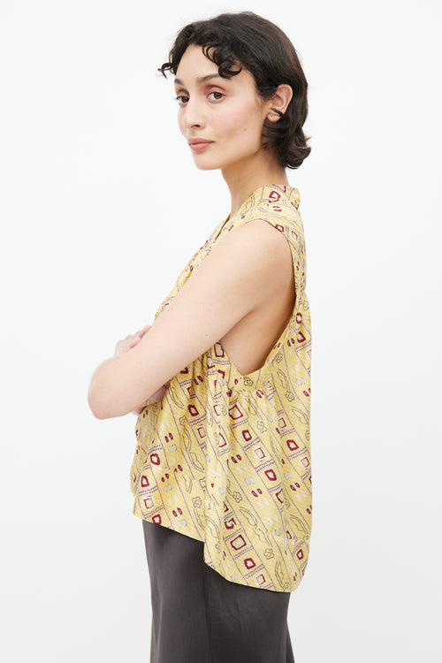 Isabel Marant Yellow 
Multicolour Geometric Silk Top