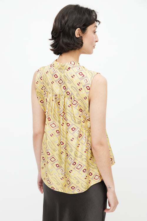 Isabel Marant Yellow 
Multicolour Geometric Silk Top