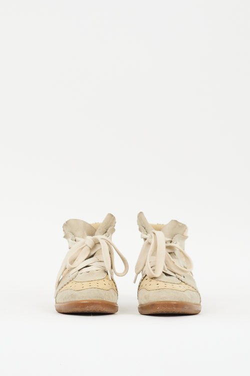 Isabel Marant Beige 
Grey Suede Bobby Wedge Sneaker