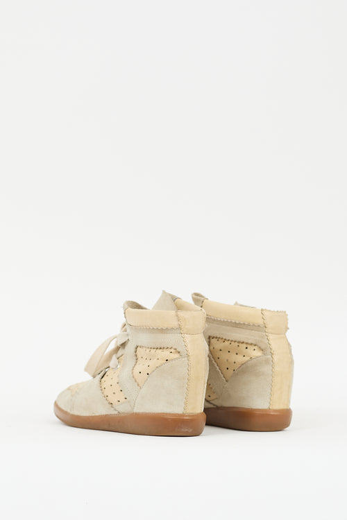 Isabel Marant Beige 
Grey Suede Bobby Wedge Sneaker