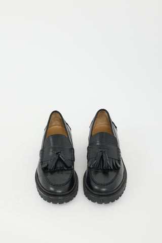 Isabel Marant Black Leather Frezza Kiltie Fringed Loafer