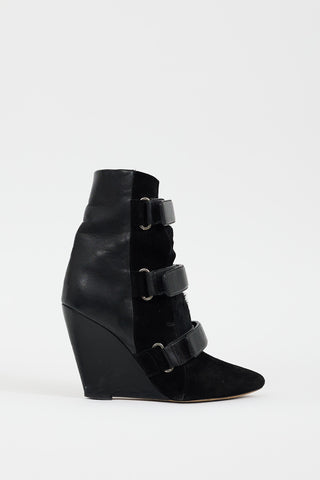 Isabel Marant Black Leather 
Hair Scarlet Wedge Boot