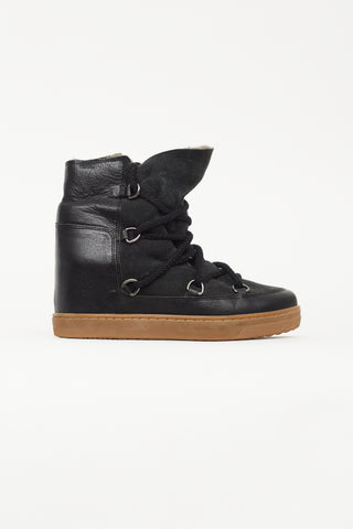 Isabel Marant Black Leather Nowles Wedge Boot