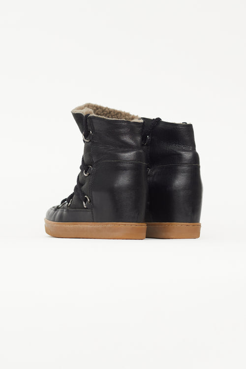 Isabel Marant Black Leather Nowles Wedge Boot