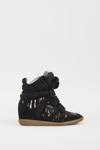 Isabel Marant Black 
Multi Over Basket Bennett Wedge Sneaker