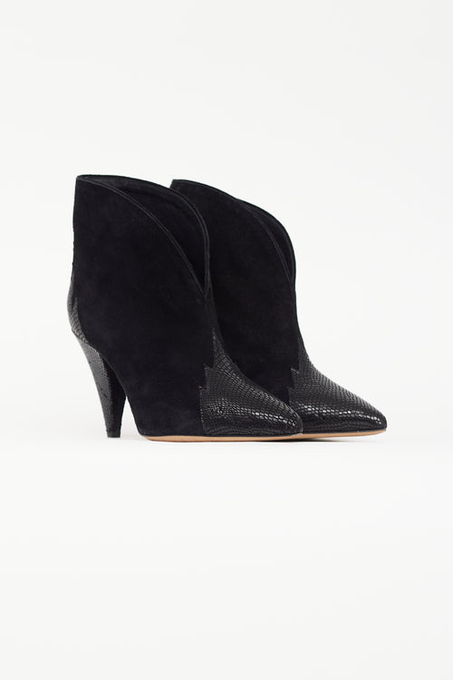 Isabel Marant Black Suede Pointed Toe Ankle Boot